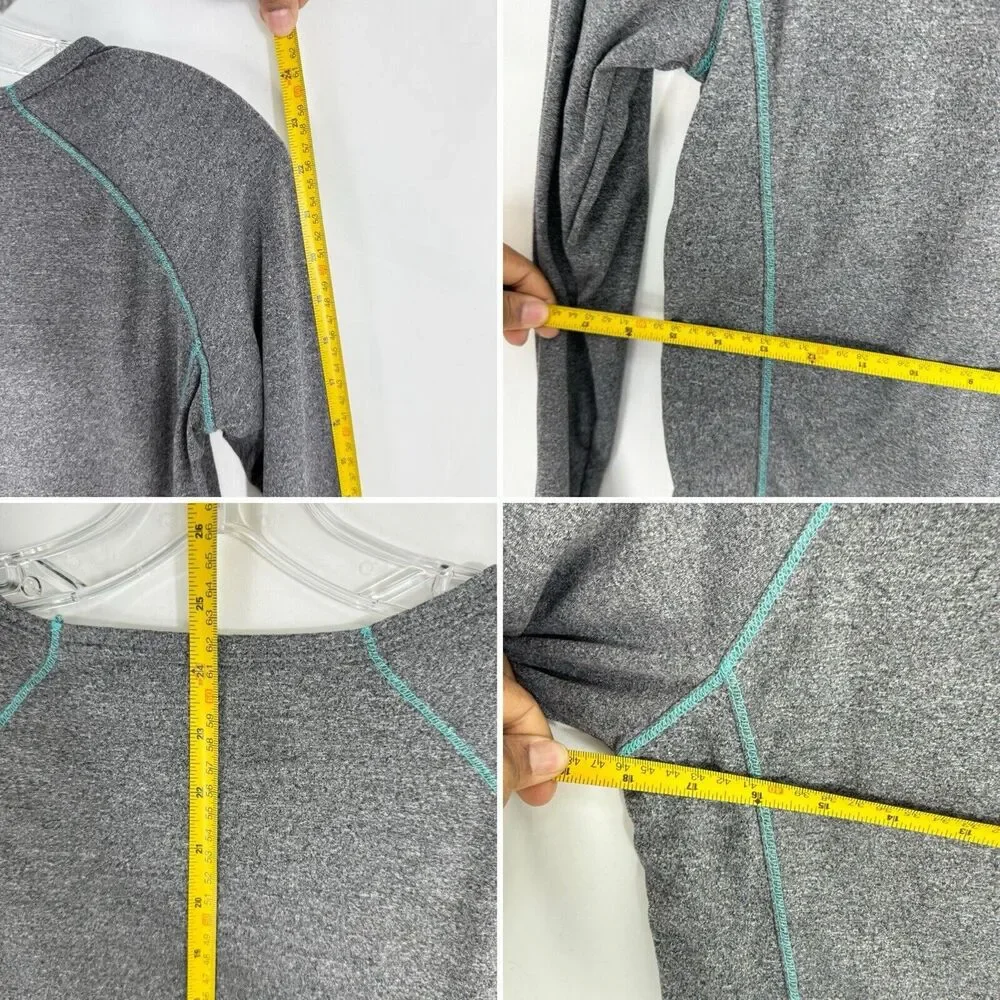RBX Long Sleeve Shirt Performance Active Top Size M Gray Teal Trim